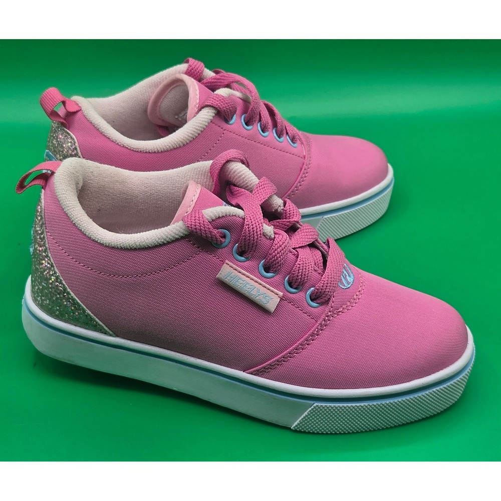 Heelys Pink Canvas Glitter Roller Skate Shoes Girls Youth Size 1 HE101038